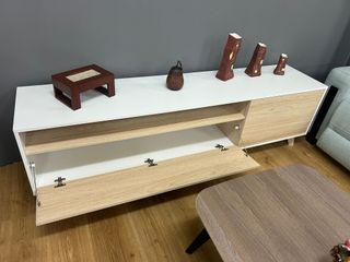 Mueble salón 2 módulos madera y blanco
