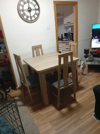 Mesa plegable y 4 sillas salón