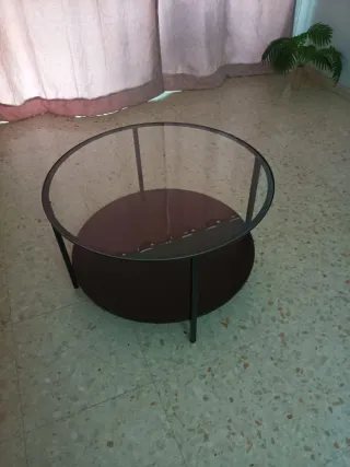 Mesa de centro redonda cristal y metal