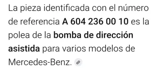 Polea Bomba Dirección Asistida Mercedes A004 236