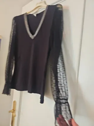 Camiseta Morgan Negra Encaje