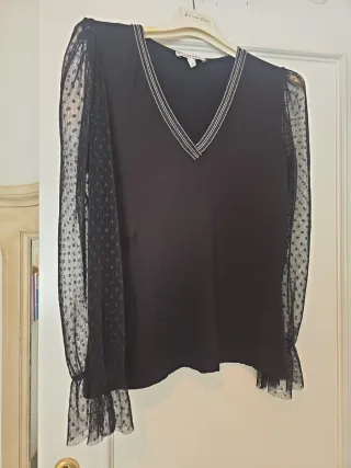 Camiseta Morgan Negra Encaje