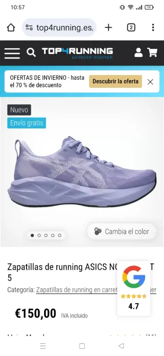 Zapatillas Asics Mujer Talla 38
