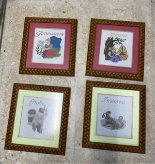 Set 4 Cuadros Punto Cruz Estaciones