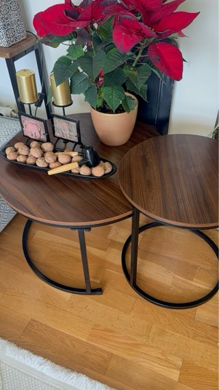 2 Tavolini Rotondi in Legno e Metallo