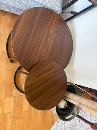 2 Tavolini Rotondi in Legno e Metallo