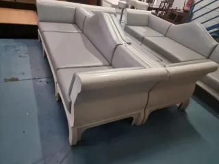 Sofá rinconera polipiel y madera