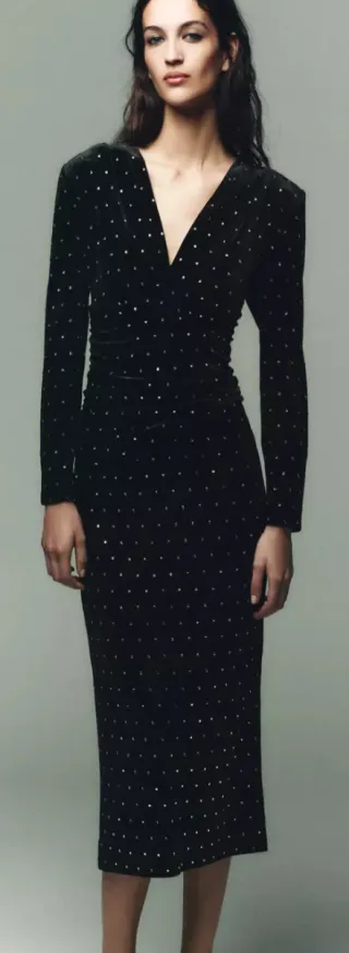 Vestido Terciopelo Negro Zara