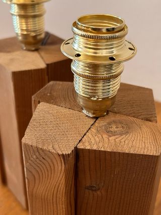 Coppia Lampade Vintage Legno