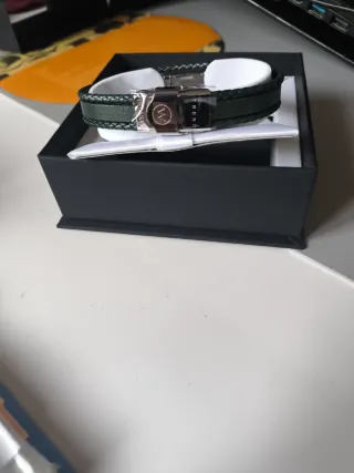 Pulsera Trend Cuero Trenzado con bandera de España