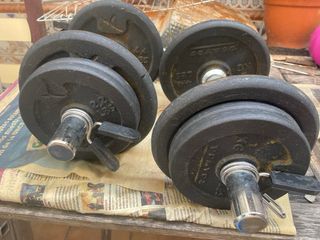 2 Pesas 8kg c/u + Banco Abdominales +cuerda cardio