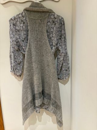 Chaleco largo de punto gris One Step