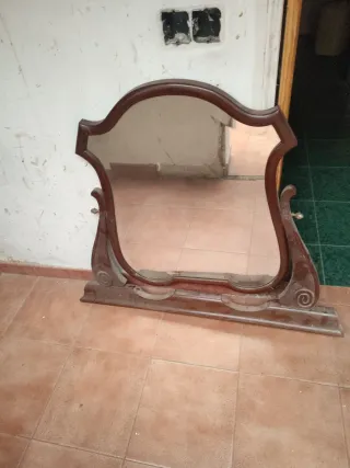 Espejo antiguo tallado madera bronce