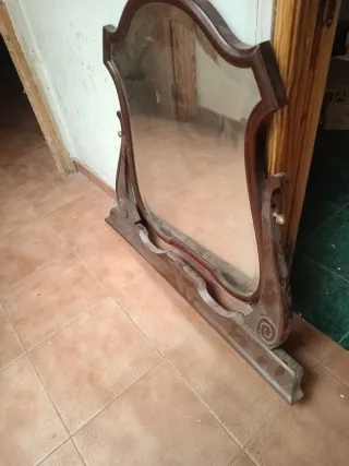 Espejo antiguo tallado madera bronce