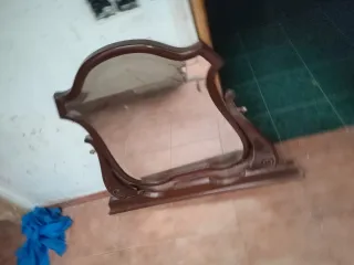 Espejo antiguo tallado madera bronce