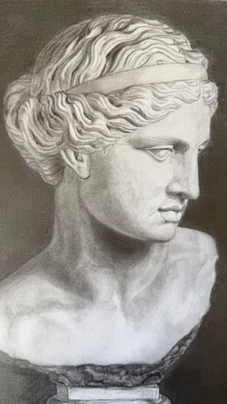 Dibujo a lápiz de busto clásico