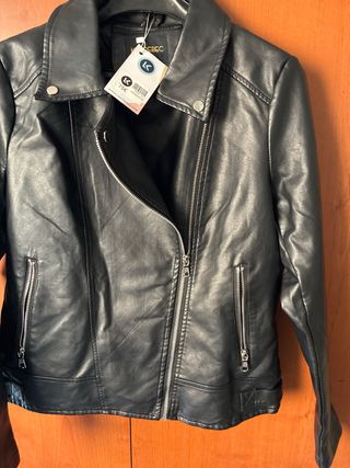 Cazadora Piel Negra KELREBC Talla L