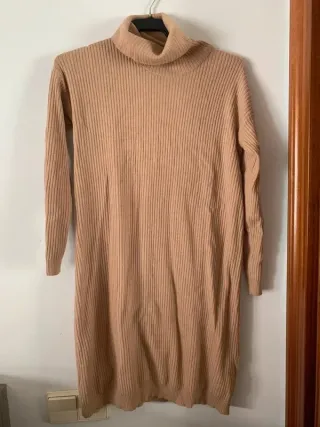 Vestido punto canalé TEX beige Talla S