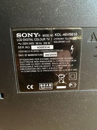 TV LCD Sony Bravia 46 Negro