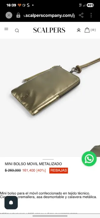 Bolso móvil dorado y gris