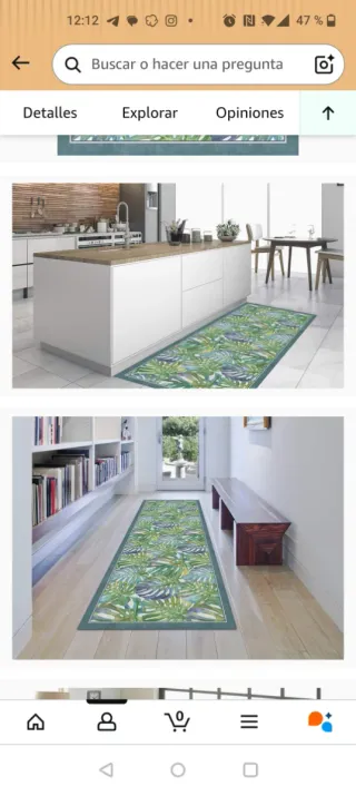 Alfombra Vinilo Hojas Tropicales 78x120cm
