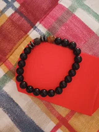 Bracciale Pietre Onice Unisex Nero Multicolor