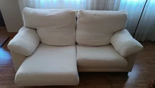 Sofá 3 plazas beige tela