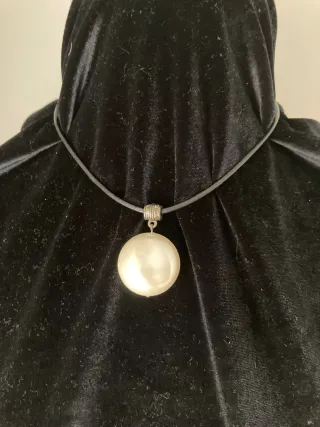 Collar perla grande vintage plata