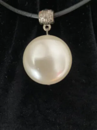 Collar perla grande vintage plata