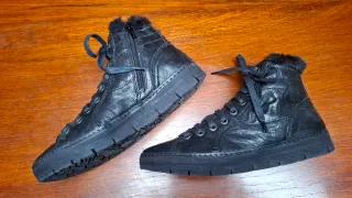 Scarpe sneakers in vera pelle con pelliccia