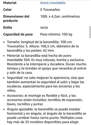 Barandilla Escalera Acero Inoxidable