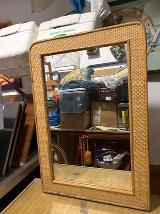 Escritorio tocador de bambú con espejo