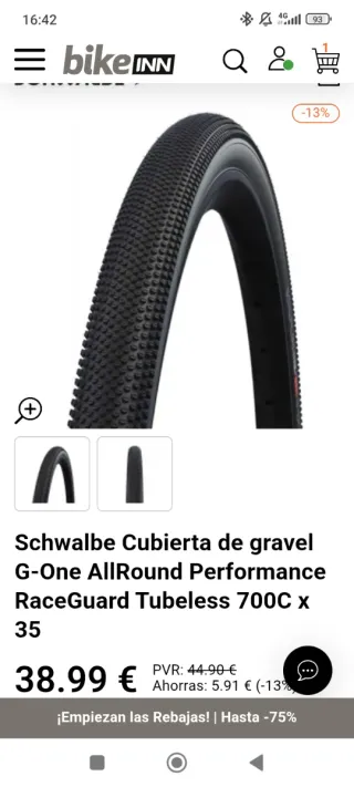 Cubiertas Schwalbe G-One AllRound Gravel 700C