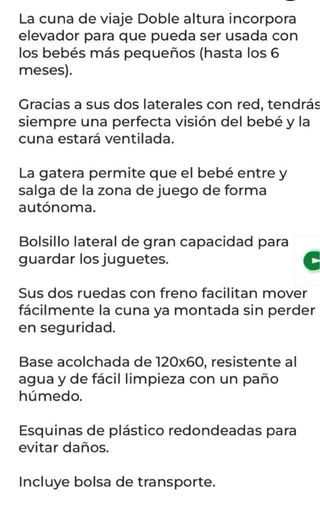 Cuna de viaje Cotton Juice doble nivel, NUEVA