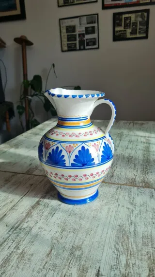 Jarra Cerámica Talavera de la Reina azul y blanco