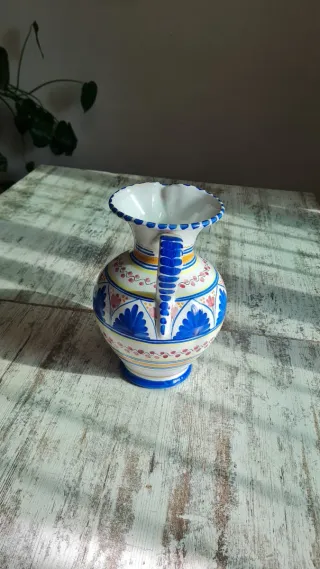 Jarra Cerámica Talavera de la Reina azul y blanco