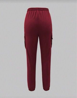 Pantalones Cargo Mujer Moda Elegante Rojo