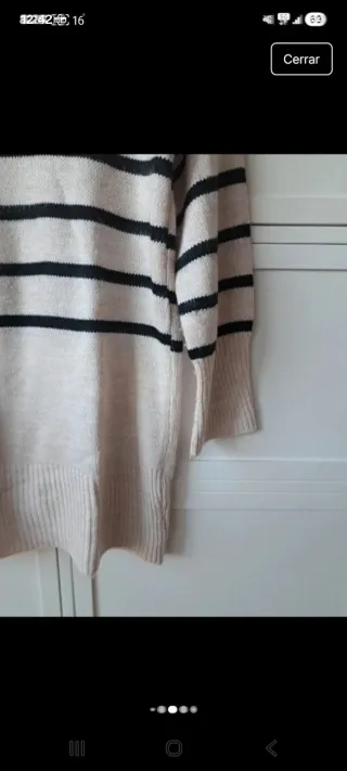 Jersey marinero largo beige y negro Talla única