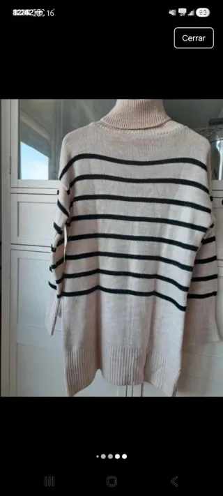 Jersey marinero largo beige y negro Talla única