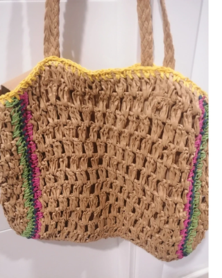 Bolso de rafia tejido multicolor