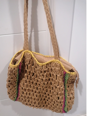 Bolso de rafia tejido multicolor