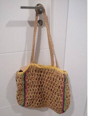 Bolso de rafia tejido multicolor