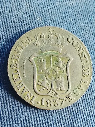 Moneda 3 Cuartos 1837 Barcelona