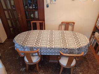 Mesa comedor madera extensible ovalada