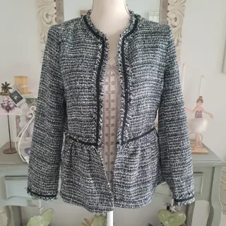 Giacca Zara fantasia tweed bianco e nero