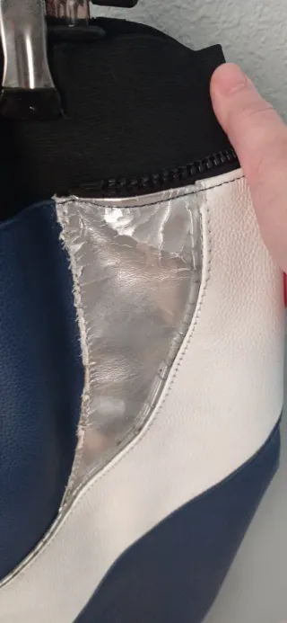 Chaqueta Moto Cuero Azul y Negro