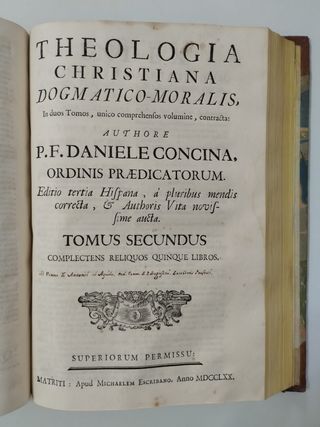 Concina Theologia Christiana - Libro antiguo 1770