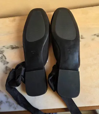 Bailarinas Mango Negras con Lazos