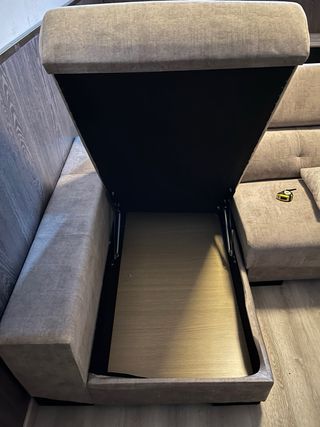 Sofá chaiselongue beige/marrón tela