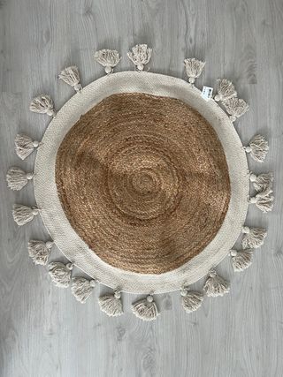Alfombra redonda yute con borlas estilo boho